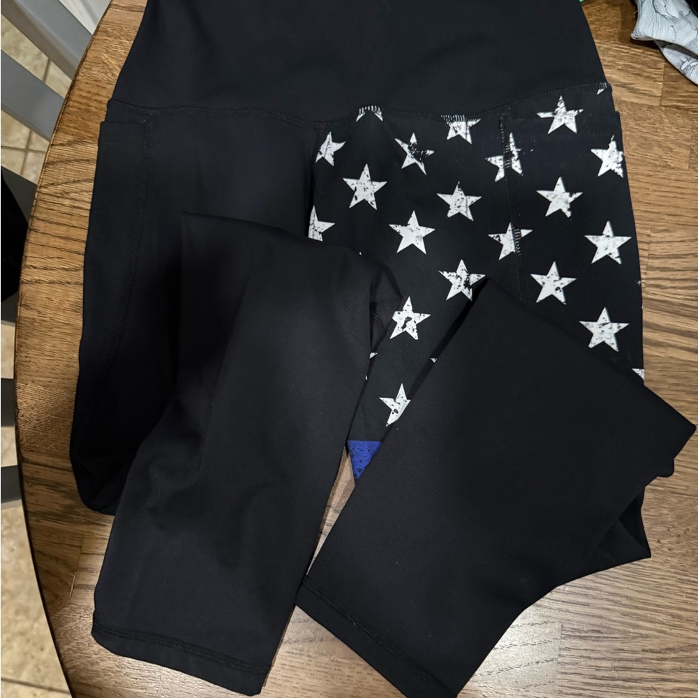 Born Primitive Black Leggings size M Thin Blue Line - Picture 3 of 3